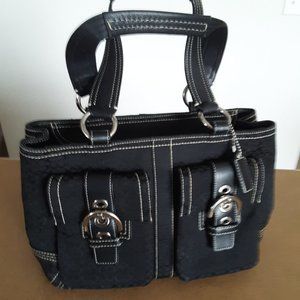 Coach Signature Black Canvas Shoulder Bag